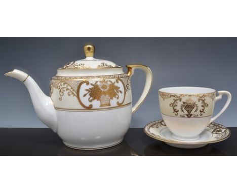 Noritake tea set, gilt and cream decoration.