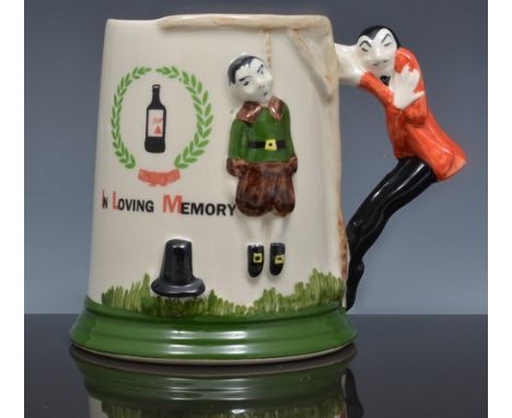 Carltonware style advertising jug, for Bass "In Loving Memory", Mephistopholes handle, 13cm.