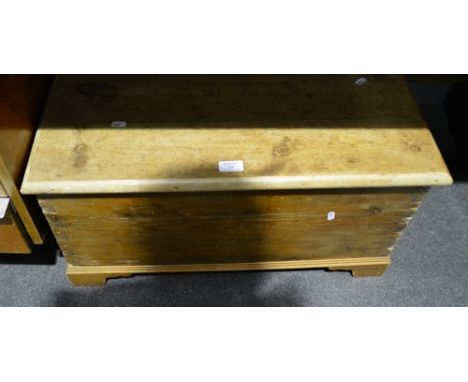 Small stripped pine blanket box, bracket feet, width 68cm.