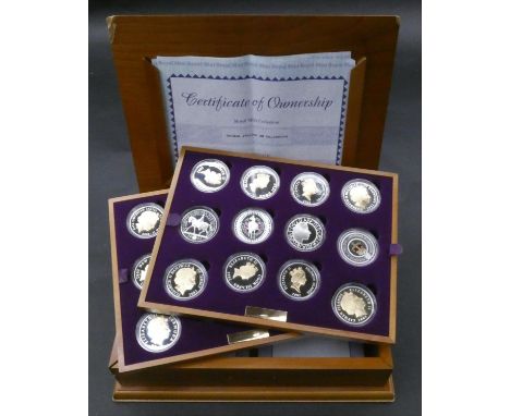 An Elizabeth II, 24-Coin Silver Proof ''Golden Jubilee'' Set comprised of Great Britain, 2002 silver proof ''Queen on horseba