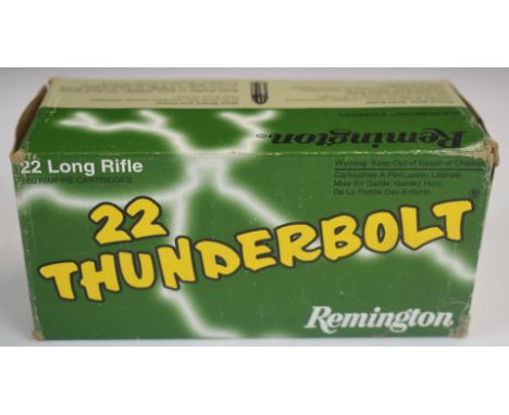 Five-hundred .22 Thunderbolt rifle cartridges, in original boxes. PLEASE NOTE THAT A VALID RELEVANT FIREARMS/SHOTGUN CERTIFIC