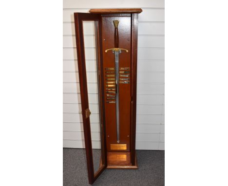 Claymore Sword by Wilkinson Sword 57/300, marked Gloucestershire Badminton Association, with 87cm straight blade, in&nbsp;pre