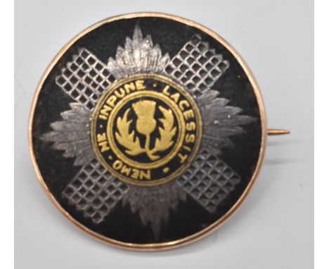 Scots Guards sweetheart badge / brooch inscribed K J C for Katherine Jane Cutler (daughter of Lt Cutler, Scots Guards)&nbsp;b