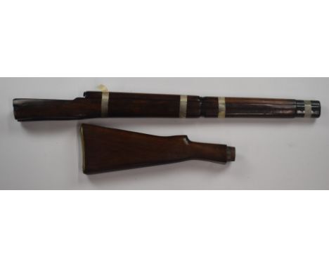 Short magazine Lee Enfield bolt-action rifle stock stamped 'L' with storage compartment to the brass butt plate stamped with 