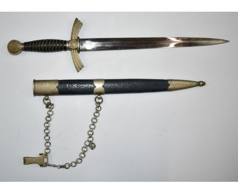 German Nazi Third Reich Luftwaffe dress dagger with wire bound grip, Paul Weysberg &amp; Co Soligen to 31cm blade, with later