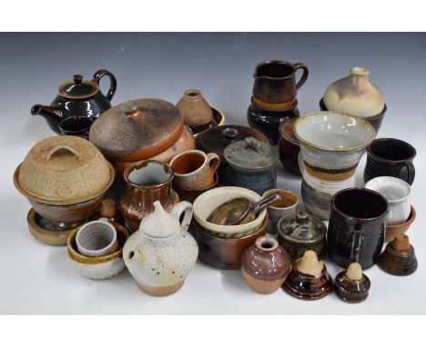 A large collection of Ninniss and other studio pottery, some dated 1960s including Winchcombe, tallest 21cm