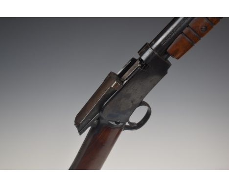 Winchester Model 62 .22 pump-action rifle with adjustable sights and 23 inch barrel, overall length 100cm, serial number 8505