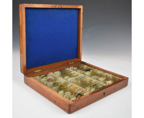 Approximately 110 early 20thC and later microscope slides, to include University of Birmingham and Walthamstow Technical Inst