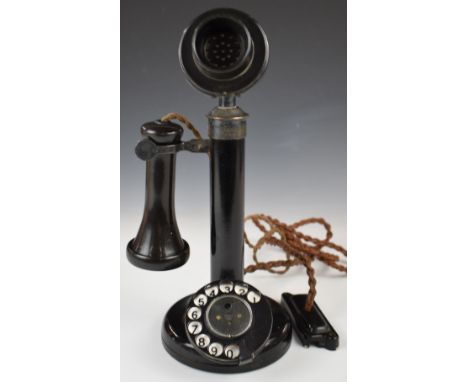 Vintage candlestick telephone, marked to base 7H, height 32cm