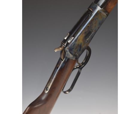 Rossi Winchester style .44 Magnum repeating underlever-action carbine rifle with adjustable sights, steel butt plate and moun