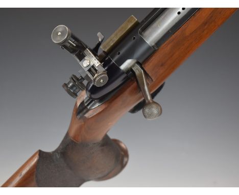 Wichita Sandhurst 7.62mm bolt-action target rifle with textured semi-pistol grip and forend, adjustable Higginbotham peep-hol