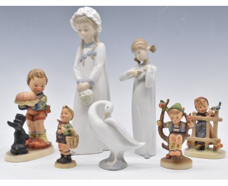 Goebel Hummel figures, Lladro/Nao figures, tallest 27cm