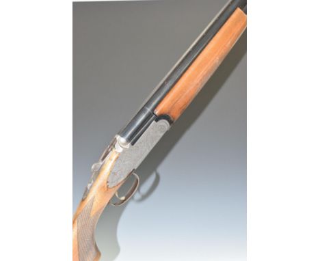 Rizzini 12 bore over and under ejector shotgun with engraved sidelock plates, trigger guard, underside, top plate and thumb l