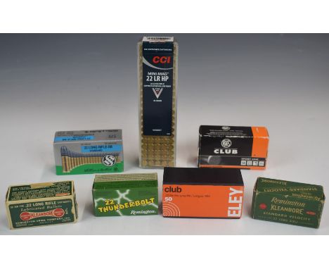 Four-hundred-and-fifty .22 rifle cartridges including CCI, Thunderbolt, Eley Club etc, all in original boxes.&nbsp;PLEASE NOT