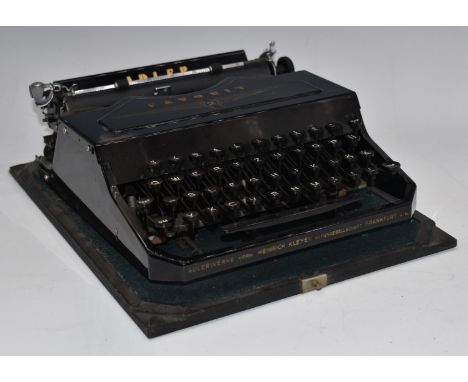 WW2 German Adler Favorit typewriter by Heinrich Keyer with handwritten note describing that it was recovered from a wrecked M