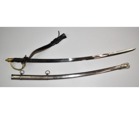 American Civil War reproduction Cavalry sword with 88cm curved&nbsp;blade, leather sword knot and scabbard.&nbsp;PLEASE NOTE 