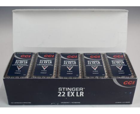 Five-hundred .22 CCI rifle cartridges, all in original boxes.&nbsp;PLEASE NOTE THAT A VALID RELEVANT FIREARMS/SHOTGUN CERTIFI