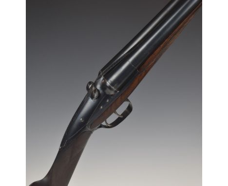 Darne 16 bore side by side shotgun with engraved sliding action, chequered grip and forend, sling mounts, double trigger and 