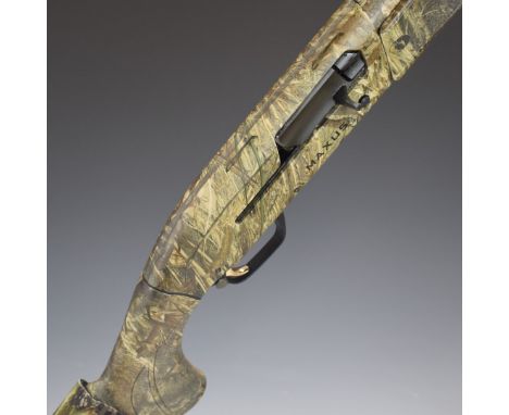 Browning Maxus 12 bore 3-shot semi-automatic shotgun with all over camouflage finish, chequered semi-pistol grip and forend, 