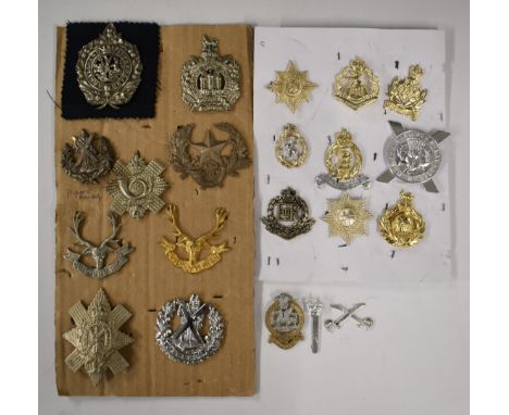 Ten Scottish regimental badges including Argyll &amp; Sutherland Highlanders, Highland Light Infantry, Cameroons and Black Wa