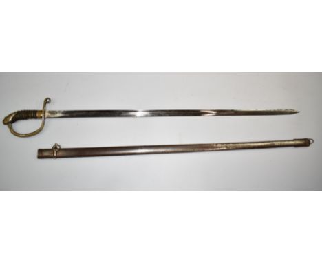 Continental dress sword with 81cm straight blade and metal scabbard.&nbsp;PLEASE NOTE ALL BLADED ITEMS ARE SUBJECT TO OVER 18