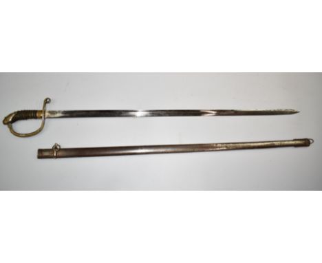 Continental dress sword with 81cm straight blade and metal scabbard.&nbsp;PLEASE NOTE ALL BLADED ITEMS ARE SUBJECT TO OVER 18