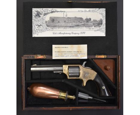 Merwin &amp; Bray .30 five-shot single-action front-loading cup-fire revolver with sheath trigger, brass frame, cylinder mark