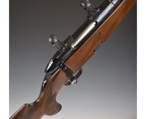 Steyer Mannlicher Classic Mannlicher .308 bolt-action rifle with chequered semi-pistol grip and forend, raised cheek-piece, s
