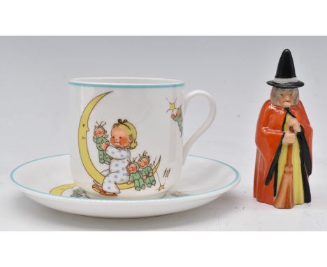 Royal Worcester witch candle snuffer and Shelley Mabel Lucy Attwell cup and saucer