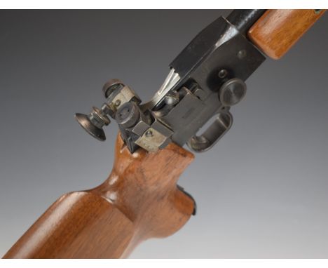 BSA Martini International .22 underlever-action target rifle with semi-pistol grip, raised cheek piece, adjustable butt plate