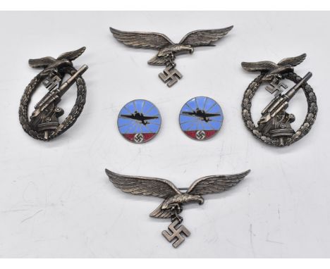 Six&nbsp;reproduction German Nazi Third Reich Luftwaffe badges including two enamel examples