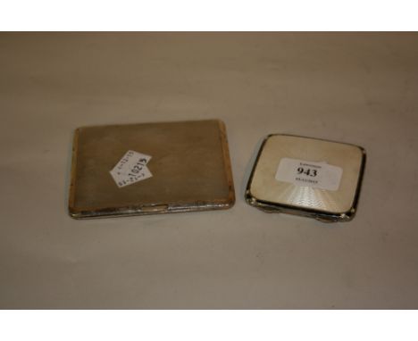 Art Deco silver and enamel compact together with a silver cigarette case