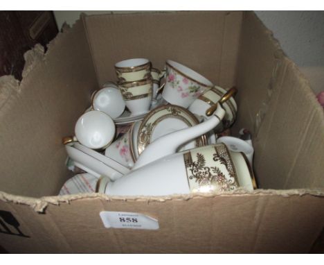 Bavarian porcelain floral decorated tea service and a Noritake gilt decorated coffee service