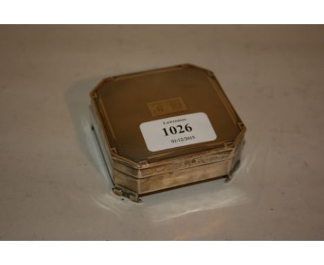 Birmingham silver octagonal trinket box with hinged engine turned cover