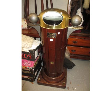 20th Century binnacle compass by Sestrel, Henry Browne & Son, mounted on a circular teak plinth, later converted to a drinks 