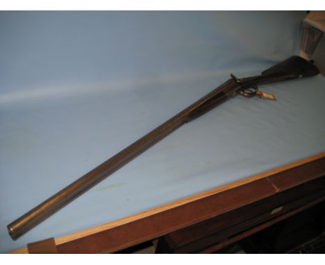 19th Century double barrel percussion shotgun, the lock plate inscribed Army and Navy C.S.L. (deactivated)