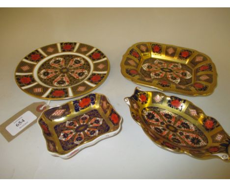 Group of four Royal Crown Derby Imari pattern trinket dishes