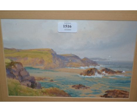 L. Trevor, pair of watercolours, view of Combe Martin Bay, view of Bude, Cornwall and another of Lantern Rock, Ilfracombe, th