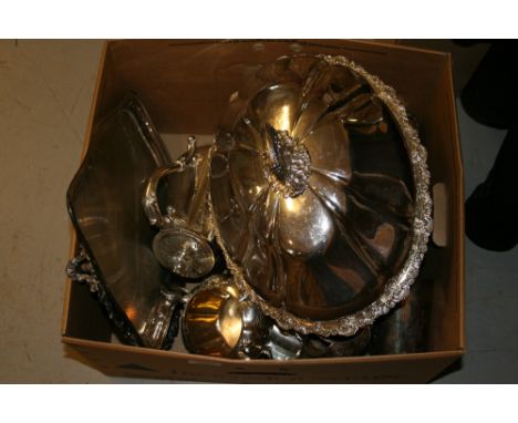 Good quality silver plated four piece tea service, entree dish, meat dish cover and sundries