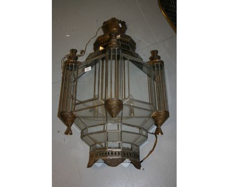 Large Spanish gilt metal lantern form wall light fitting