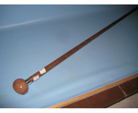 Walking stick with polished onyx and silver mount