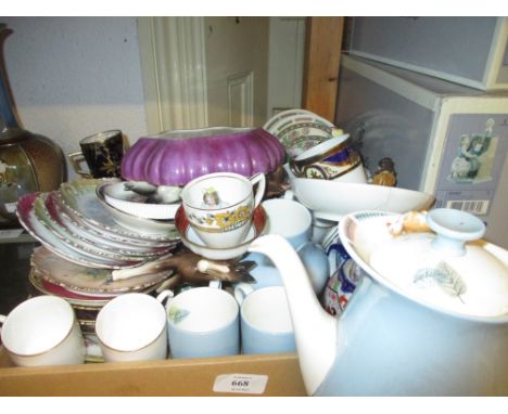 Quantity of various decorative porcelain and glass including: cups, saucers, figures etc