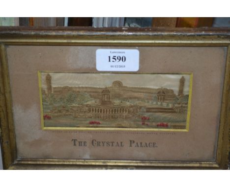 Small gilt framed stevengraph of the Crystal Palace with original mount, K. Norman, oil on board, coastal landscape with boat