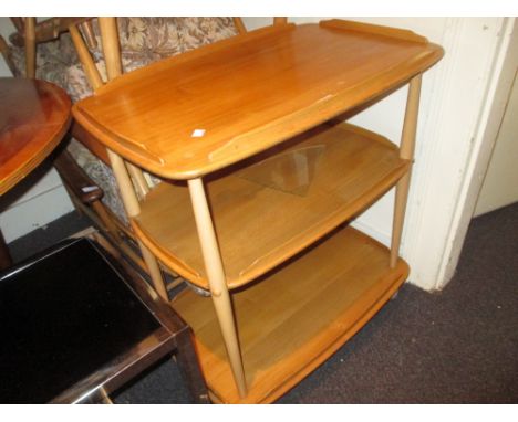 Mid 20th Century Ercol light elm three tier trolley