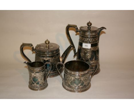 Good quality circular plated four piece tea service