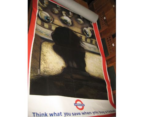 Collection of nine large late 20th Century posters including an Underground poster, ' Think What You Save When You Buy a Tick