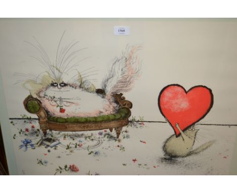 Ronald Searle, Limited Edition lithograph with blind stamps, titled ' Darling, This is Bigger Than Both of Us ', numbered 699