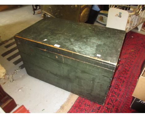 Green stained pine trunk