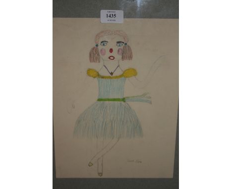 Sharon Hume (daughter of Shirley Bassey), portrait sketch of Shirley Bassey, signed, also with provenance verso