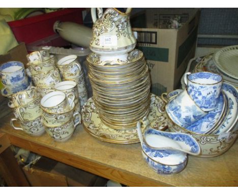 19th Century English porcelain tea and coffee service decorated in beige and gilt together with a quantity of 19th Century bl